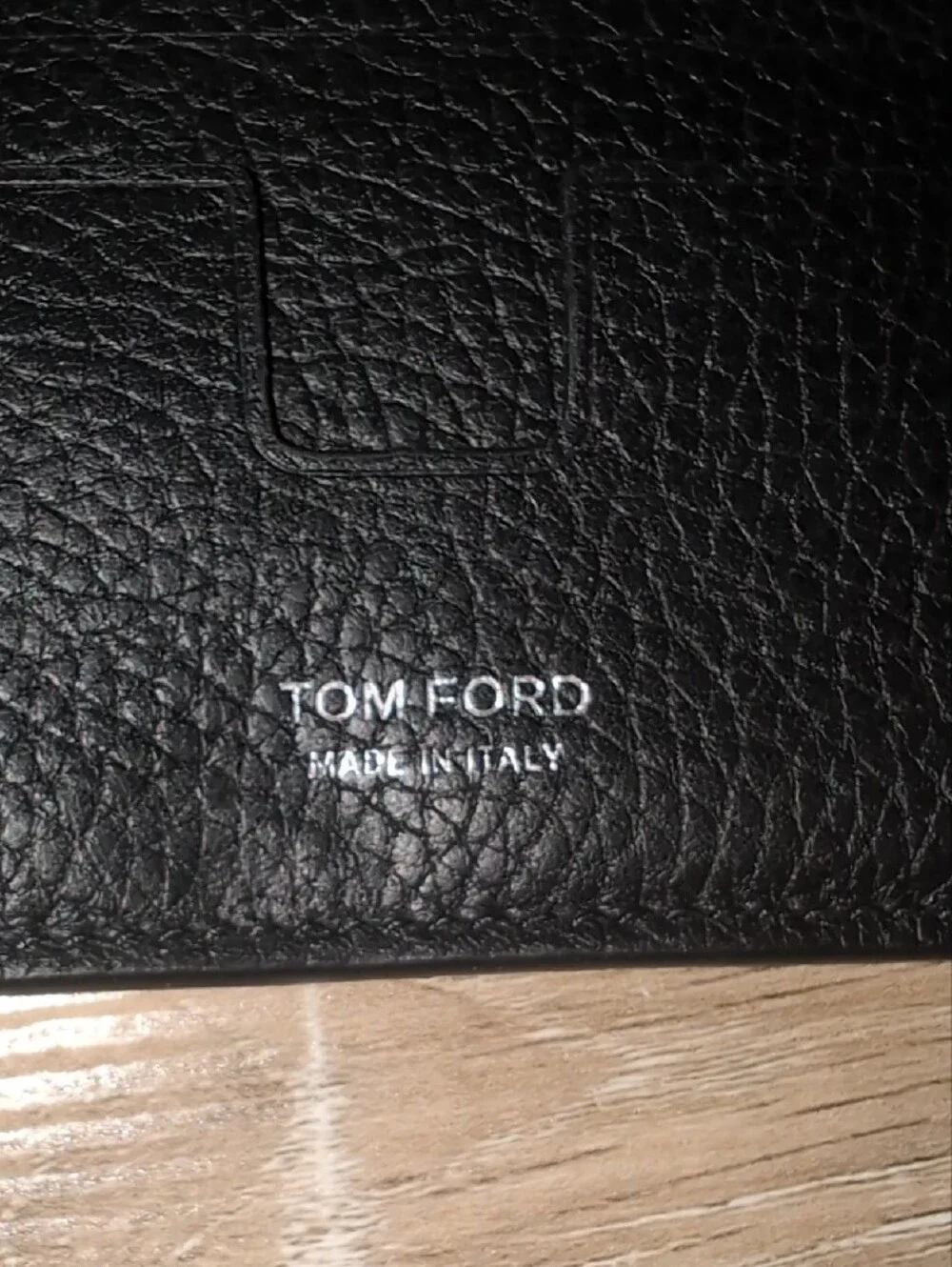 Tom Ford Black Pebbled Leather Slim Card Case